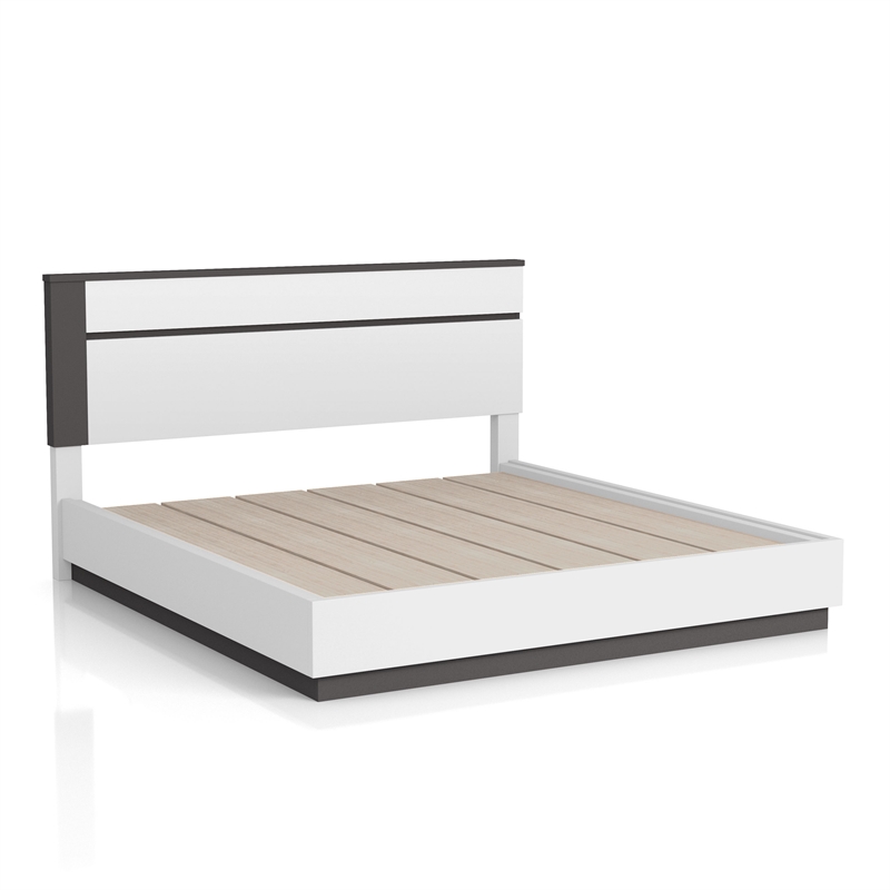 Bowery Hill Contemporary Solid Wood Queen Platform Bed in White