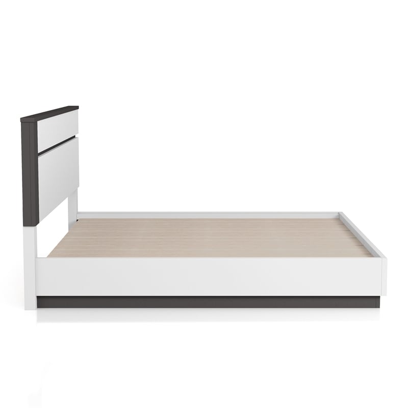 Bowery Hill Contemporary Solid Wood Queen Platform Bed in White