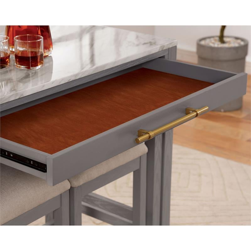 Bowery Hill Rustic Wood Counter Height Nested Dining Table in Gray