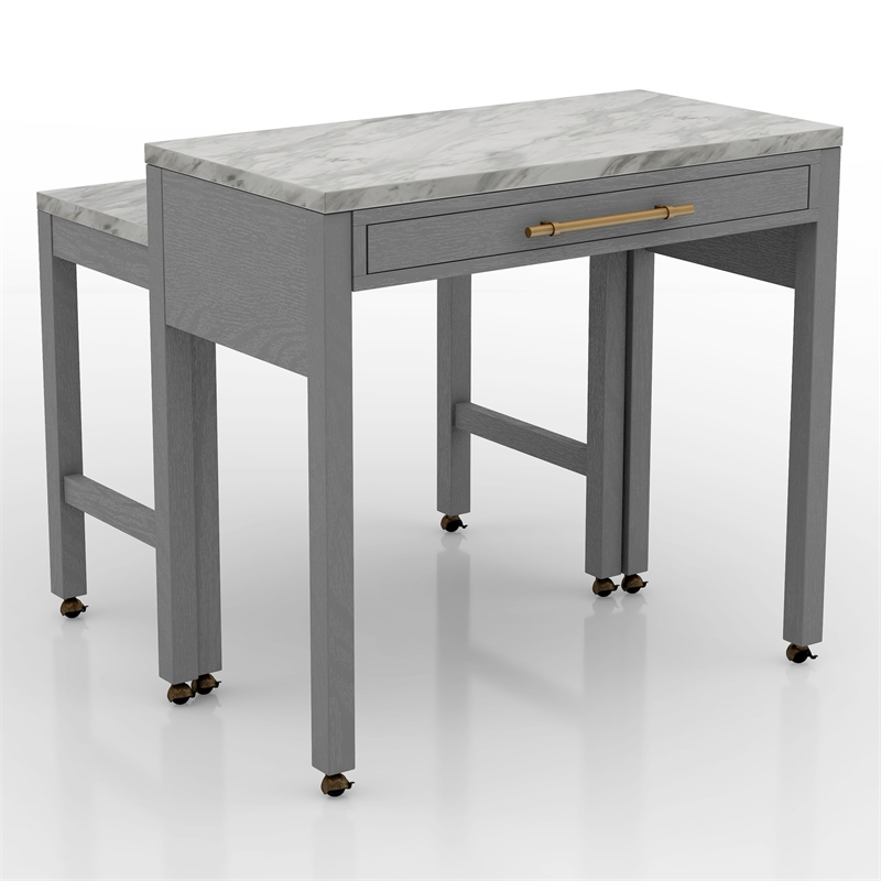 Bowery Hill Rustic Wood Counter Height Nested Dining Table in Gray