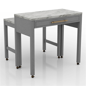 Bowery Hill Rustic Wood Counter Height Nested Dining Table in Gray