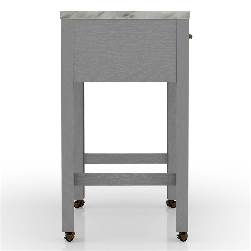 Bowery Hill Rustic Wood Counter Height Nested Dining Table in Gray