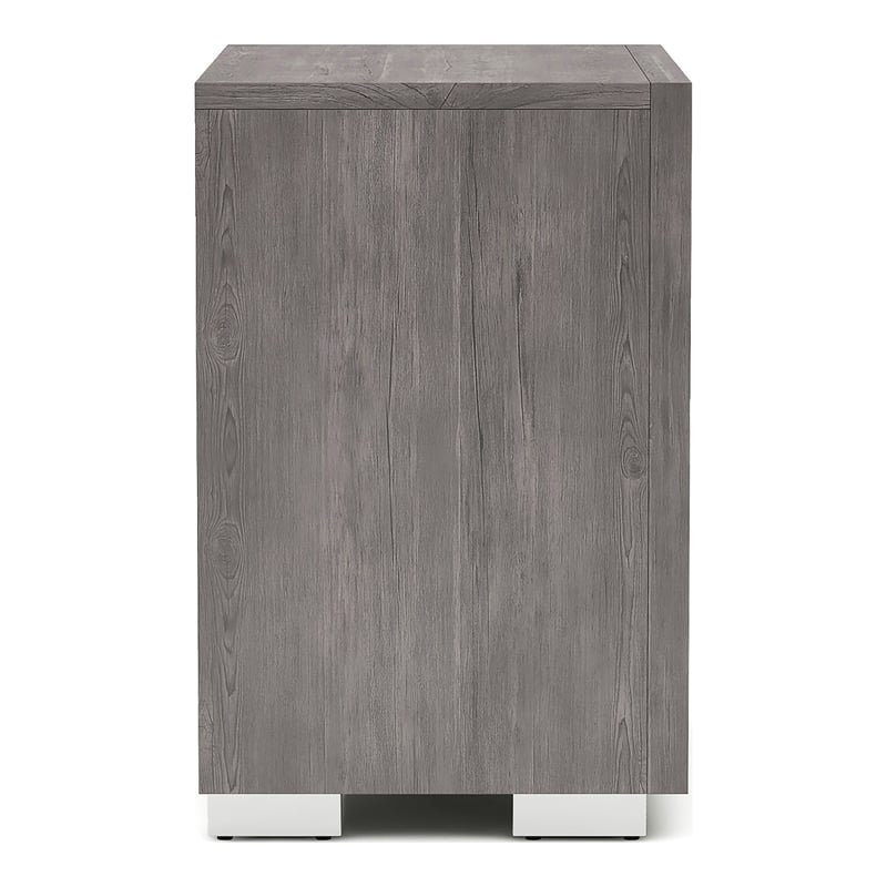 Bowery Hill Transitional Gray Wood Nightstand with USB Ports