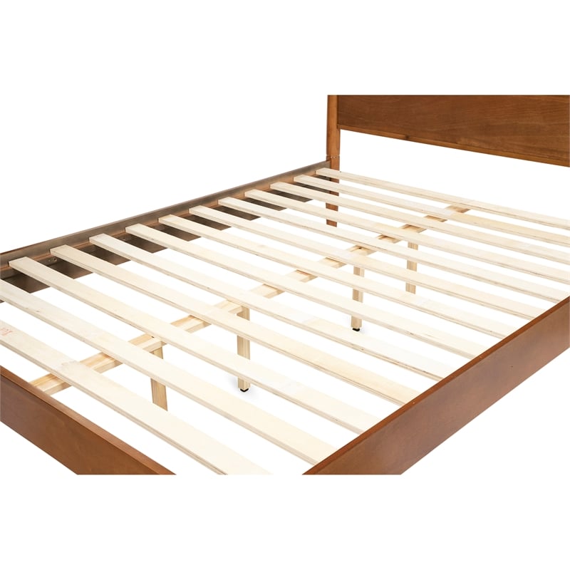 Bowery Hill Mid-Century Modern Solid Wood Full Platform Bed in Oak