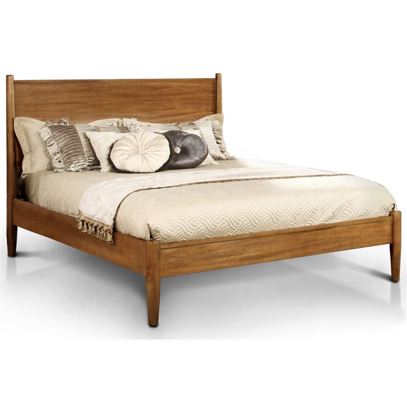 Bowery Hill Mid-Century Modern Solid Wood Full Platform Bed in Oak