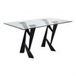 Bowery Hill Glass Top Rectangular Dining Table in Black with Clear Finish