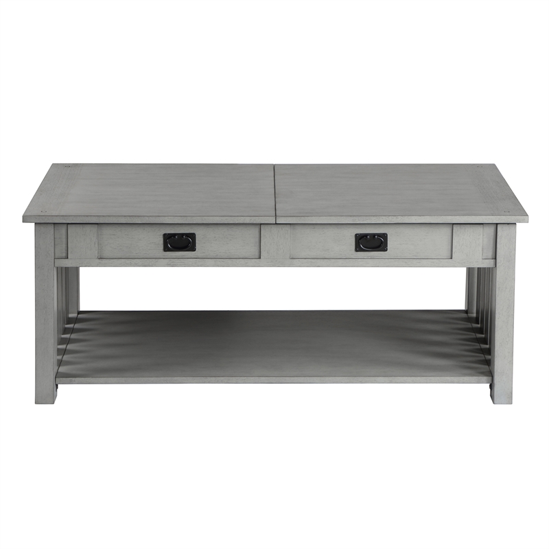 Bowery Hill Wood Coffee Table with Hidden Lift Shelf in Gray Finish
