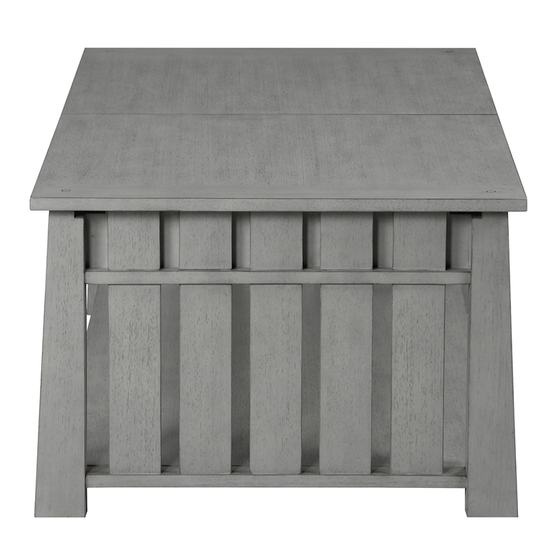 Bowery Hill Wood Coffee Table with Hidden Lift Shelf in Gray Finish