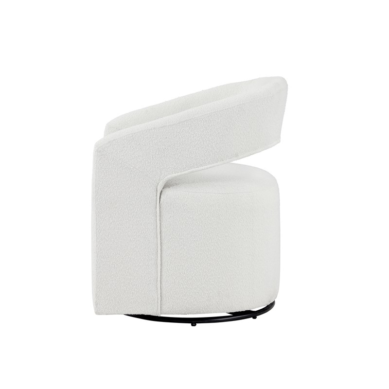 Bowery Hill Tess Fabric Armchair with Curved Armrests in White