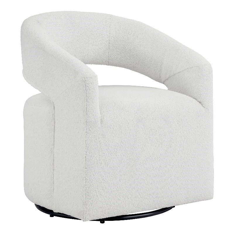 Bowery Hill Tess Fabric Armchair with Curved Armrests in White