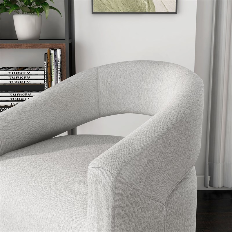 Bowery Hill Tess Fabric Armchair with Curved Armrests in White