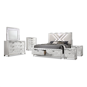 Bowery Hill 6-Piece California King Bedroom Set in White Finish