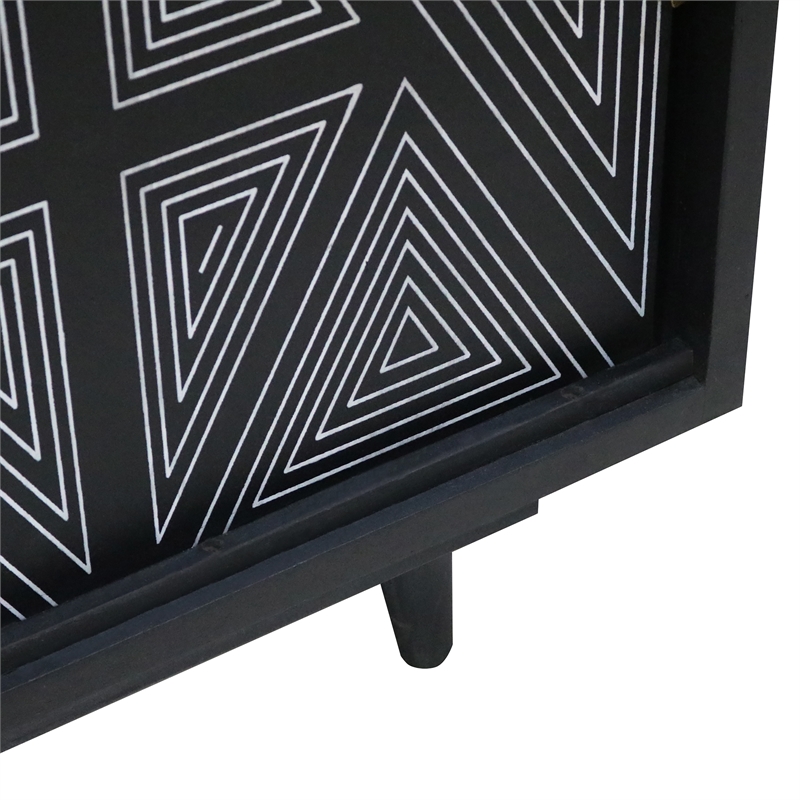 Bowery Hill Solid Wood Two-Door Buffet in Black with Art Deco Design