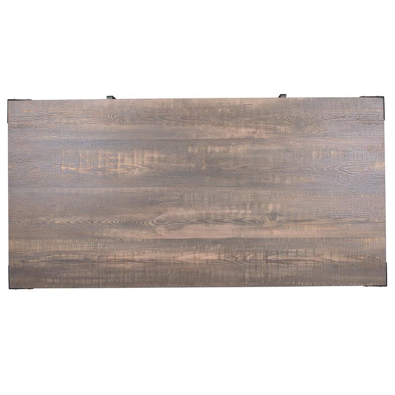 Bowery Hill Industrial Metal Coffee Table in Sand Black and Dark Walnut