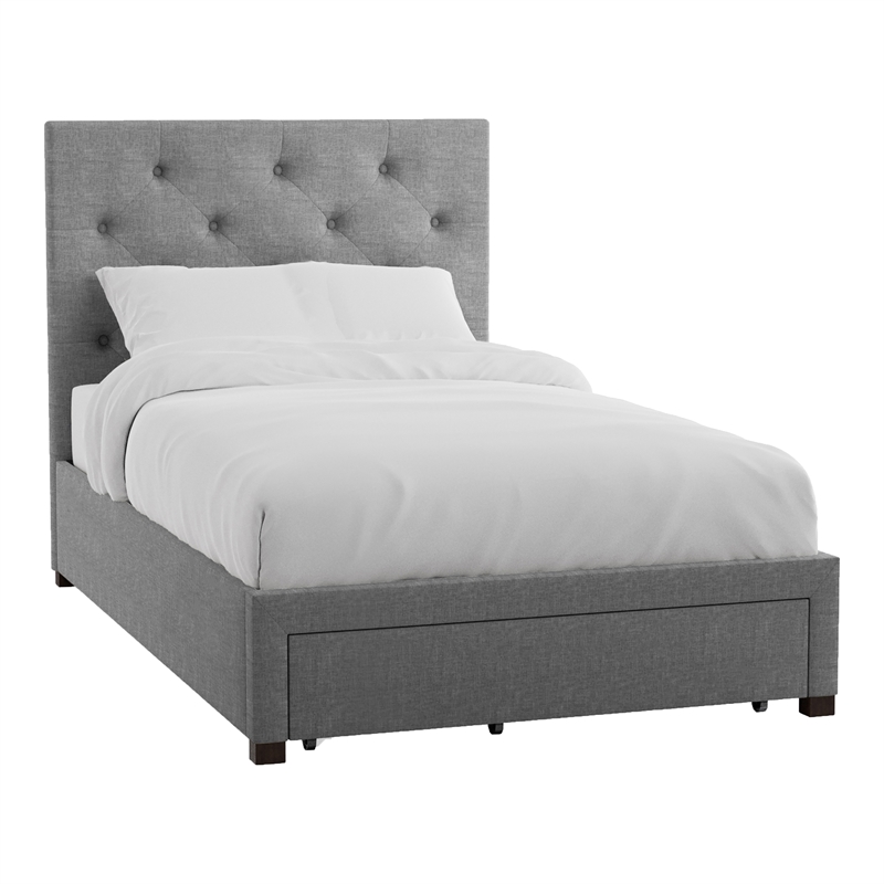 Bowery Hill Transitional Fabric Twin Platform Bed in Gray