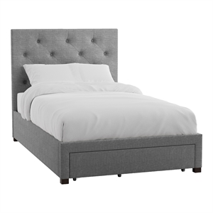 Bowery Hill Transitional Fabric Twin Platform Bed in Gray