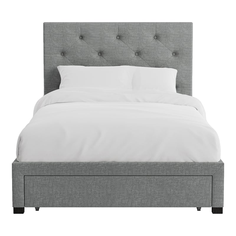 Bowery Hill Transitional Fabric Twin Platform Bed in Gray