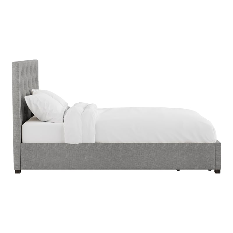 Bowery Hill Transitional Fabric Twin Platform Bed in Gray