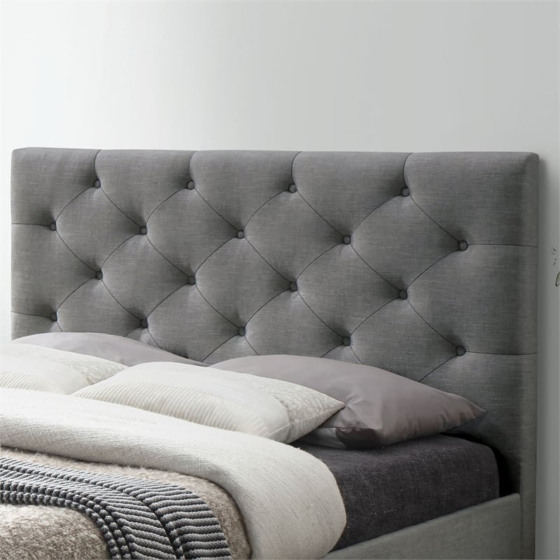Bowery Hill Transitional Fabric Twin Platform Bed in Gray