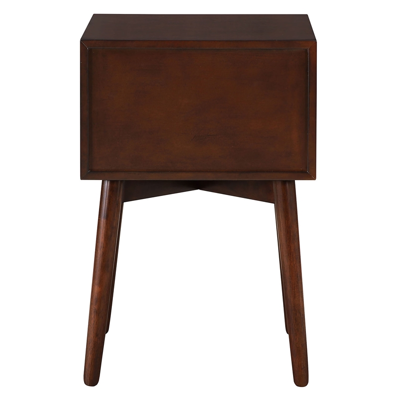 Bowery Hill Mid-Century 2-Drawer Side Table in Espresso Finish