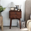 Bowery Hill Mid-Century 2-Drawer Side Table in Espresso Finish