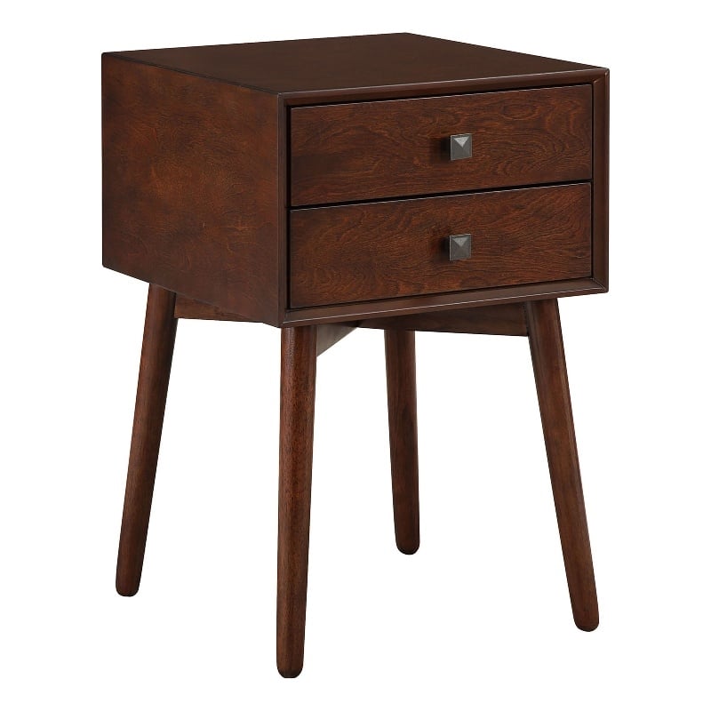 Bowery Hill Mid-Century 2-Drawer Side Table in Espresso Finish