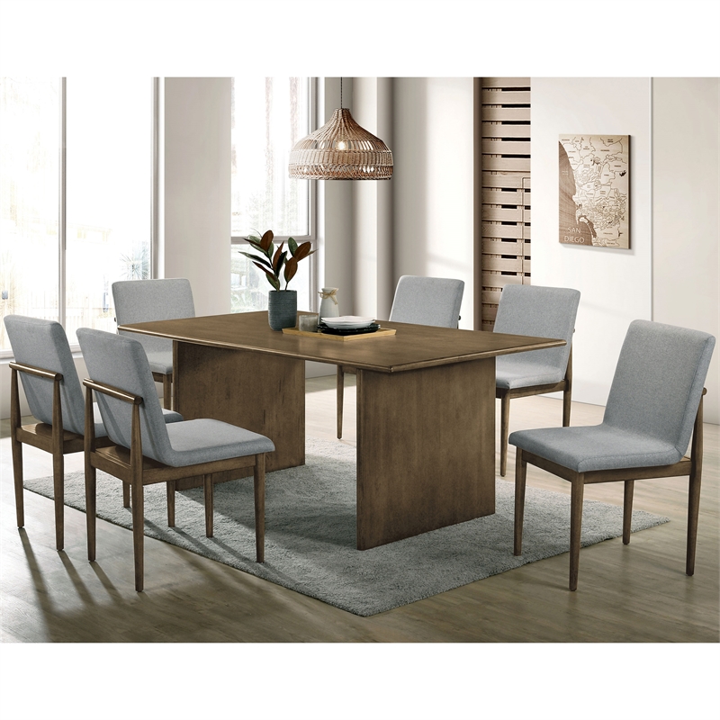 Bowery Hill Solid Wood 7-Piece Dining Set with Upholstered Chairs