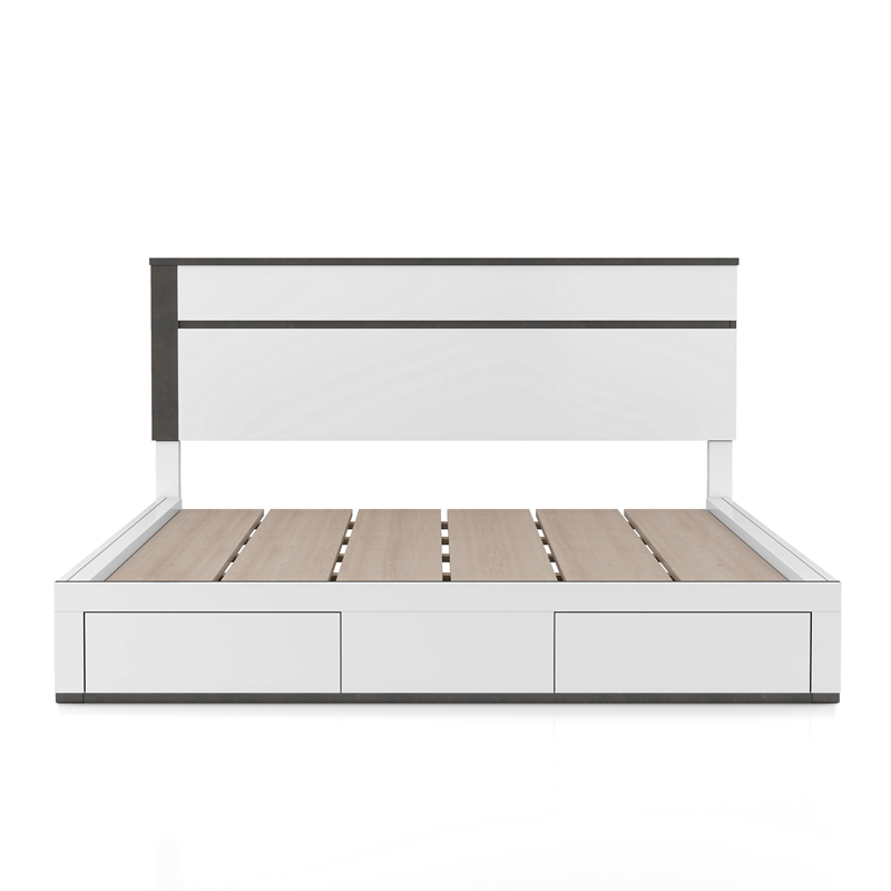 Bowery Hill 5pc Wood Storage Bed Set in White Metallic Gray - Cal King