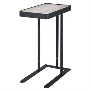 Bowery Hill Industrial Adjustable Side Table in Sand Black and Grey Finish