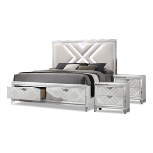 Bowery Hill 3-Piece California King Storage Bed Set in White Finish