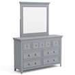 Bowery Hill Transitional 7-Drawer Dresser with Mirror in Gray Finish