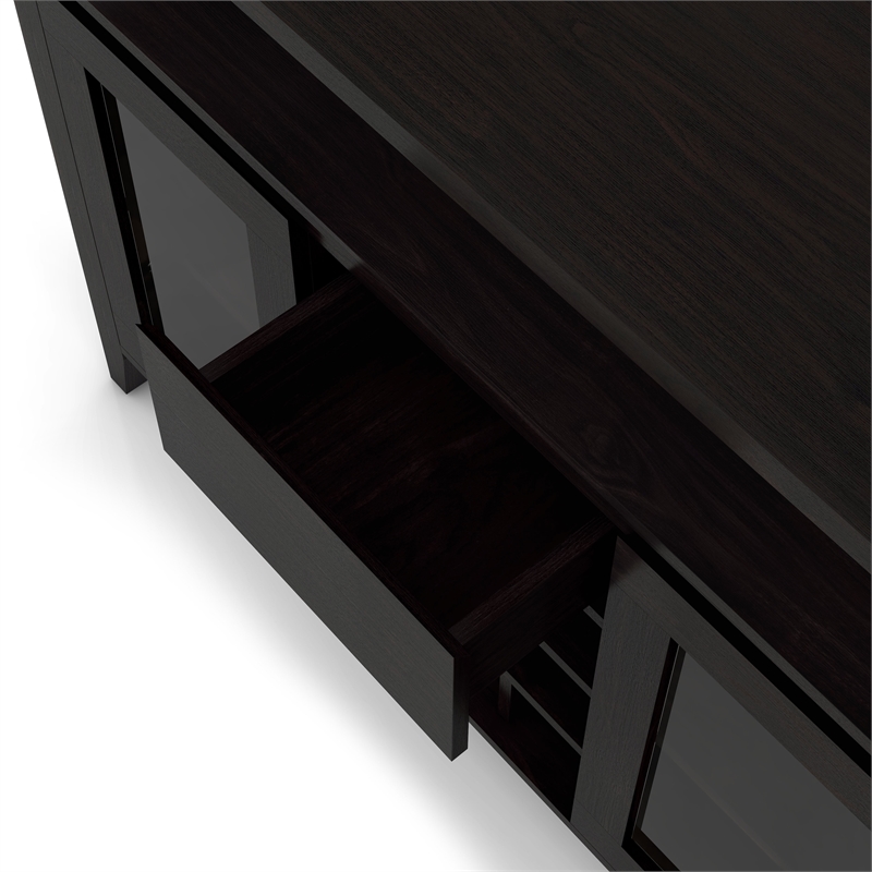 Bowery Hill Modern Buffet Table with 9-Bottle Wine Rack in Espresso Wood