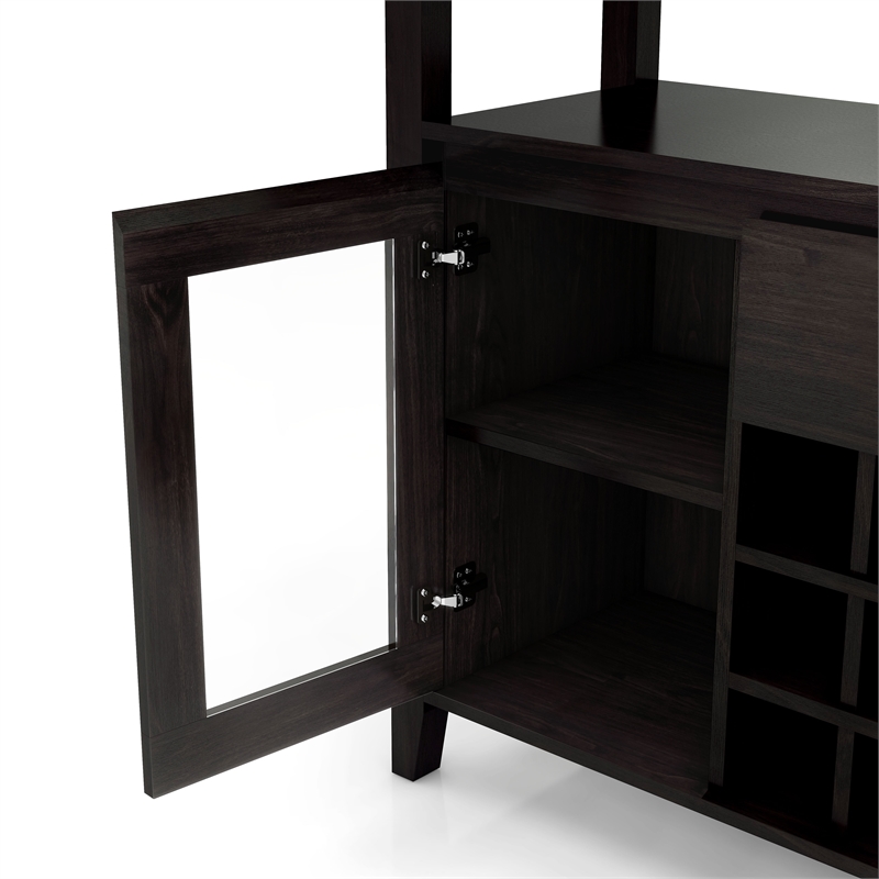 Bowery Hill Modern Buffet Table with 9-Bottle Wine Rack in Espresso Wood