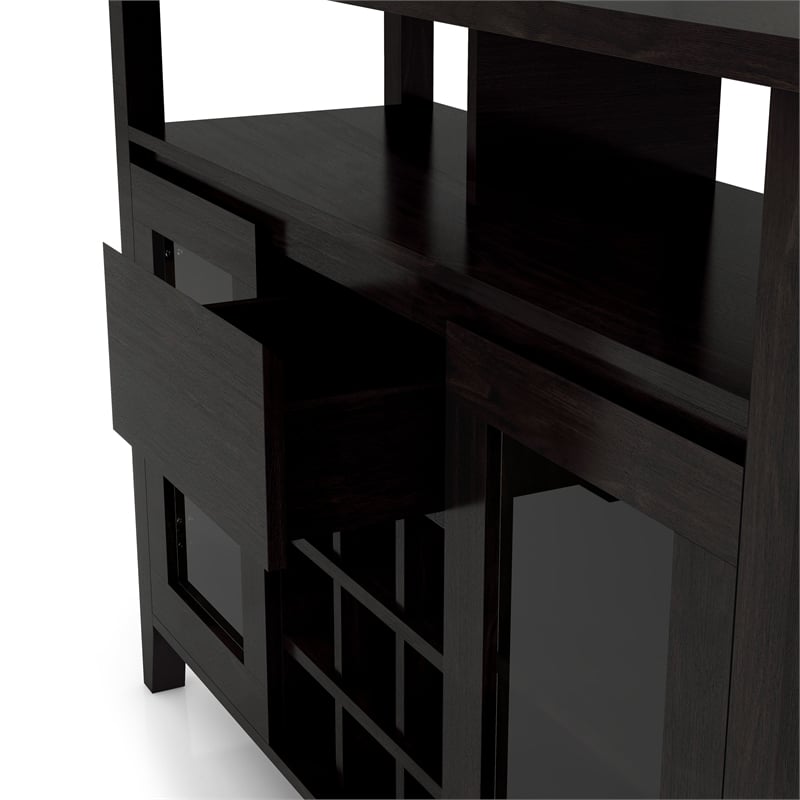 Bowery Hill Modern Buffet Table with 9-Bottle Wine Rack in Espresso Wood