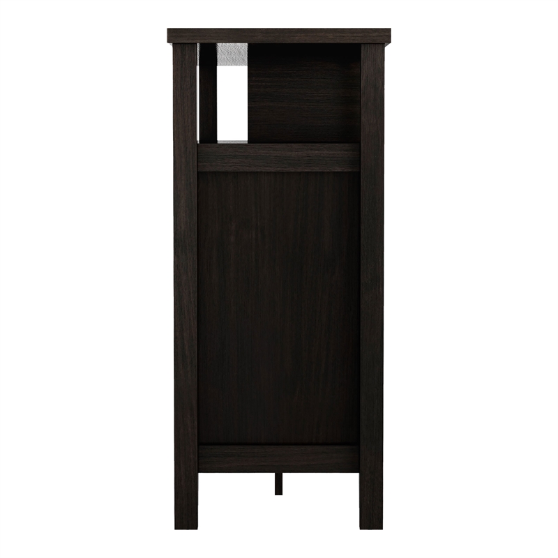 Bowery Hill Modern Buffet Table with 9-Bottle Wine Rack in Espresso Wood