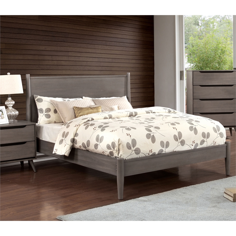 Bowery Hill Full Gray Solid Wood Platform Bed with 10