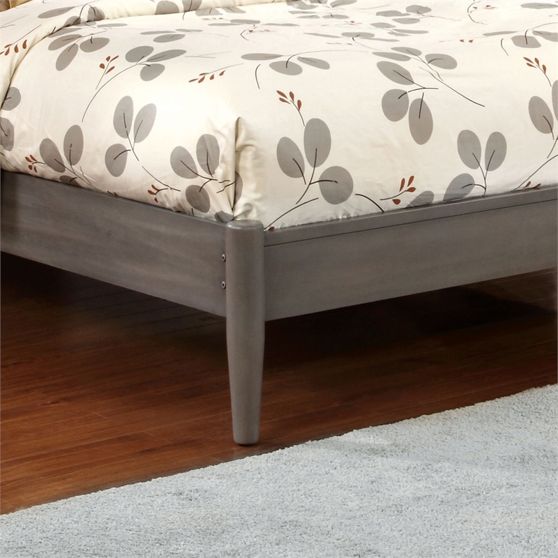 Bowery Hill Full Gray Solid Wood Platform Bed with 10