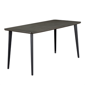 Bowery Hill 60 Inch Wood Dining Table with Metal Legs in Gray