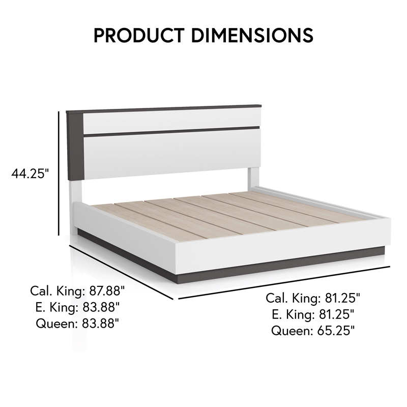 Bowery Hill 5pc Wood Storage Bed Set in White with Cal King Size