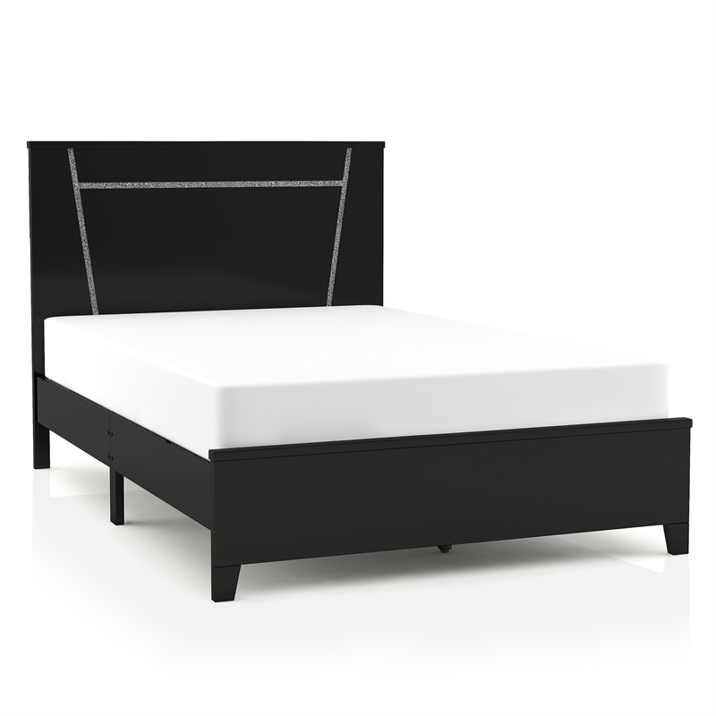 Bowery Hill Contemporary Wood Platform Cal King Bed in Gloss Black