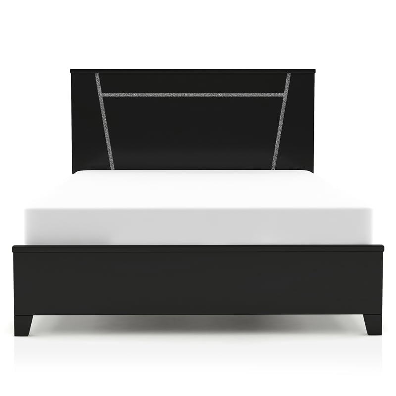 Bowery Hill Contemporary Wood Platform Cal King Bed in Gloss Black