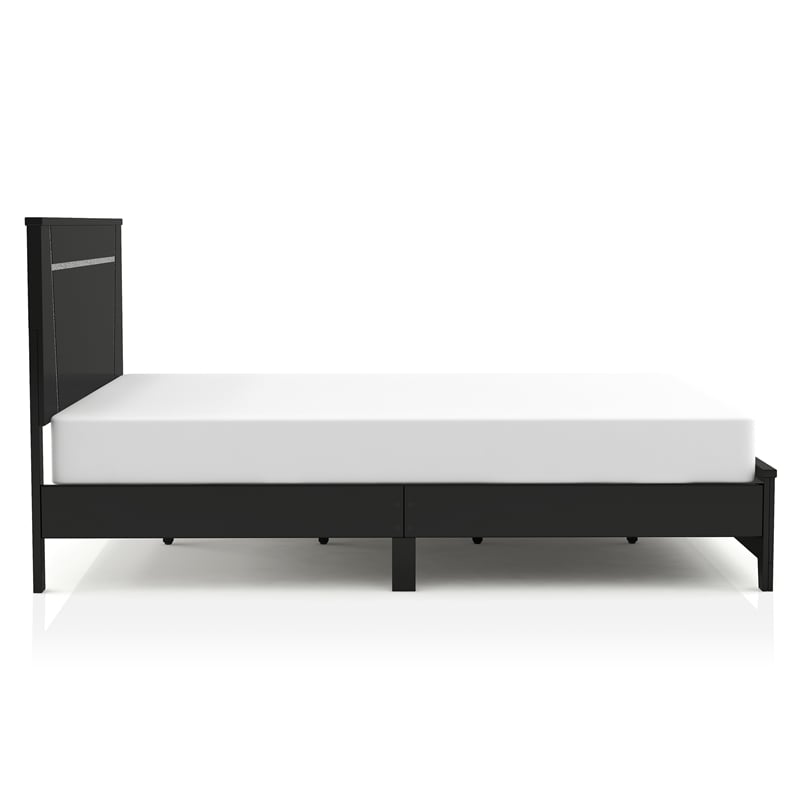 Bowery Hill Contemporary Wood Platform Cal King Bed in Gloss Black