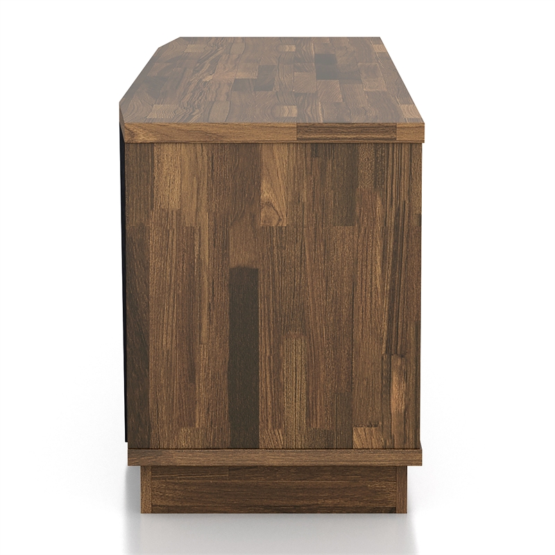 Bowery Hill 6-Shelf TV Stand in Light Hickory Brown and Black Finish