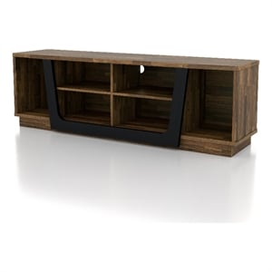 Bowery Hill 6-Shelf TV Stand in Light Hickory Brown and Black Finish