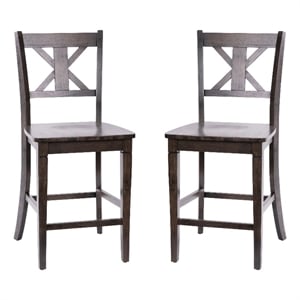 Bowery Hill 24&quot Set of 2 Walnut Farmhouse Counter Height Stools
