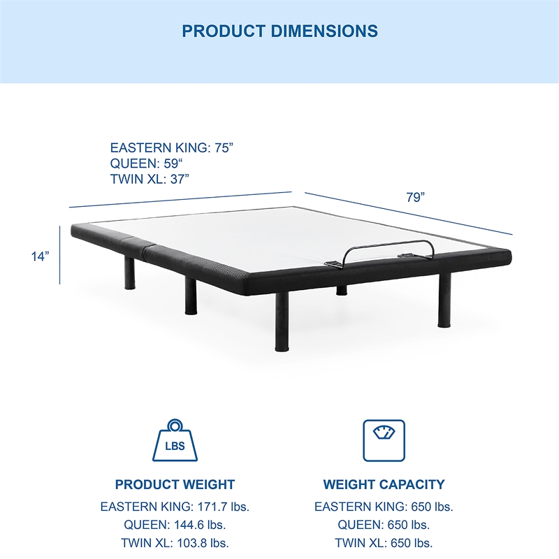 Bowery Hill Dual Motor Adjustable Full Bed Base in Black Metal
