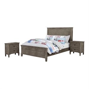Bowery Hill 3-Piece Solid Wood Bedroom Set with Full Bed in Warm Gray