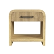 Bowery Hill Natural Wood End Table with USB Port and Storage Drawer