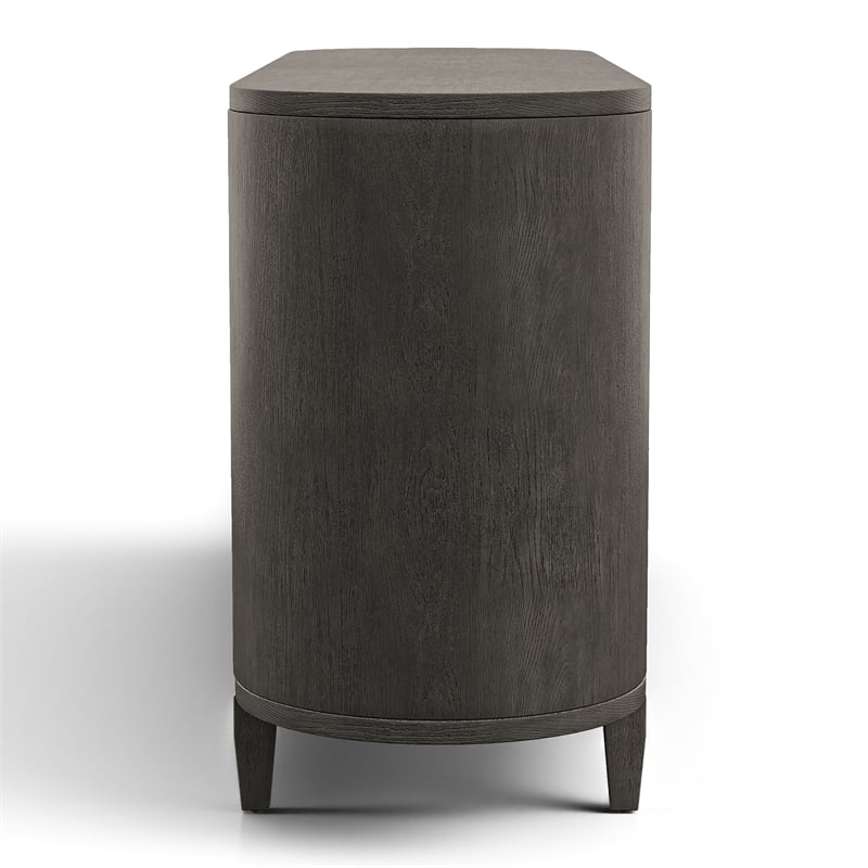 Bowery Hill Solid Rubberwood 3-Door Server in Ash Gray with Shelves