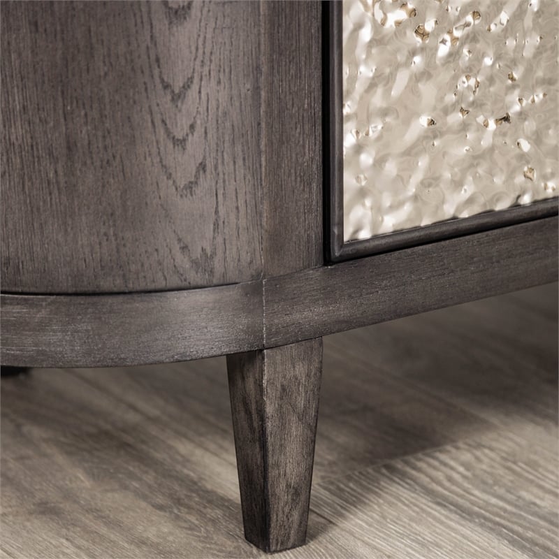 Bowery Hill Solid Rubberwood 3-Door Server in Ash Gray with Shelves